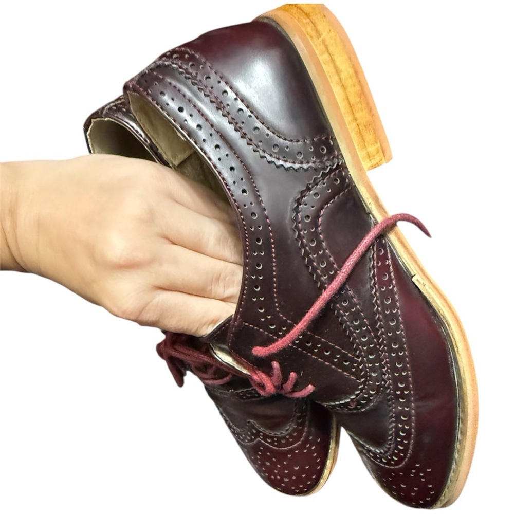 Burgundy Wingtip Brogues with Red Laces - Picture 4 of 5